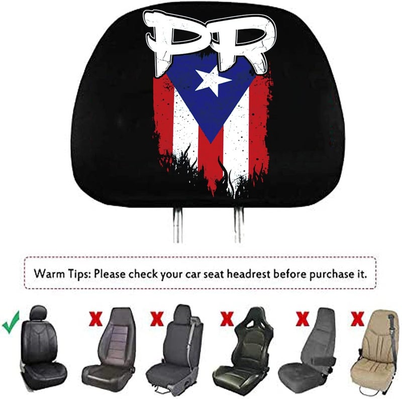 PDTXCLS Liuzhi, 2 Pack Headrest Covers for Puerto Rico PR Flag, Seat Cover Accessories Car Headrest Protector Universal Fit to All Car/Truck Models (Puerto Rico PR) - Image 2